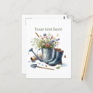 Cute gardening lovers customisable  postcard