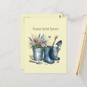 Cute gardening lovers customisable postcard