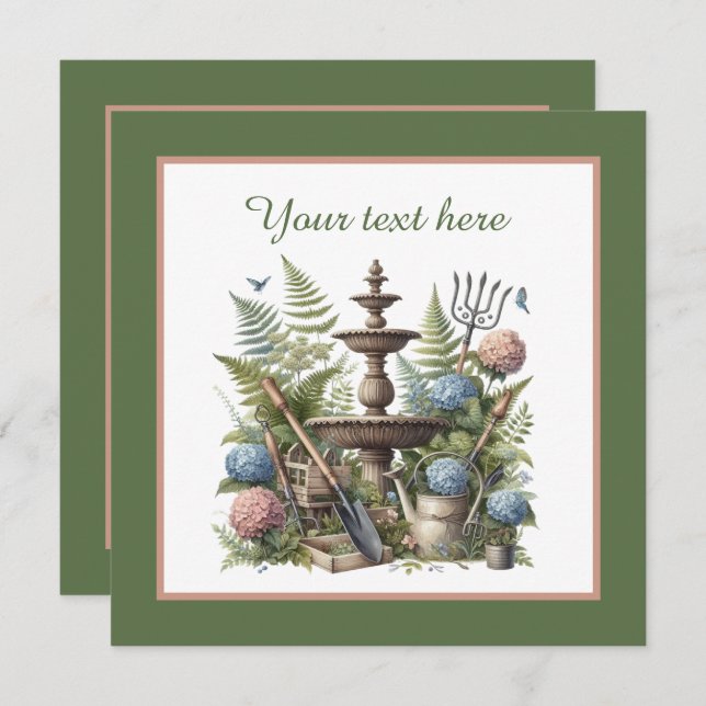Cute gardening party  invitation (Front/Back)