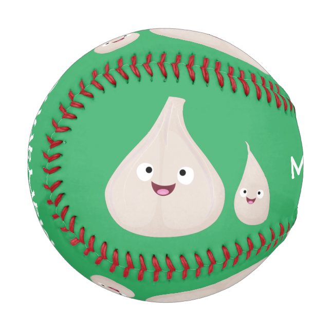 Cute garlic cartoon vegetable illustration baseball (Front Left)