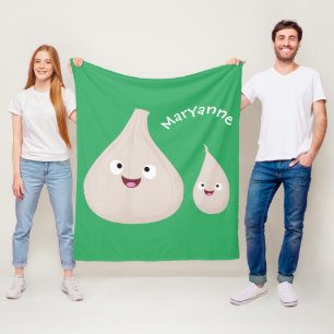 Cute garlic cartoon vegetable illustration fleece blanket
