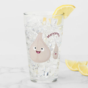 Cute garlic cartoon vegetable illustration glass