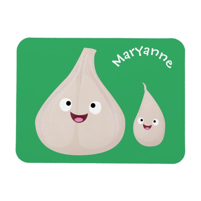 Cute garlic cartoon vegetable illustration magnet (Horizontal)