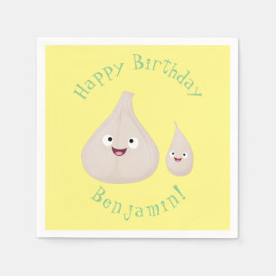 Cute garlic cartoon vegetable illustration napkin