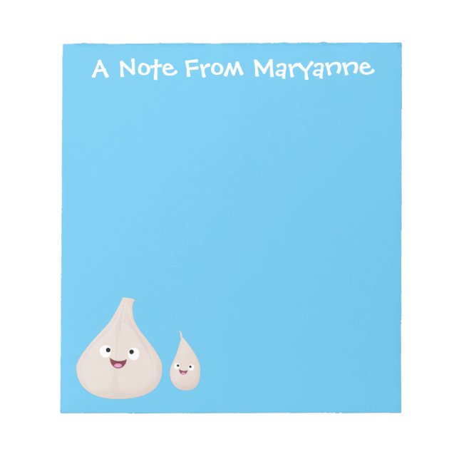 Cute garlic cartoon vegetable illustration notepad (Front)