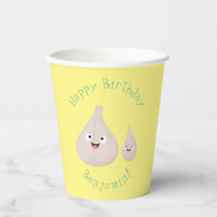 Cute garlic cartoon vegetable illustration paper cups