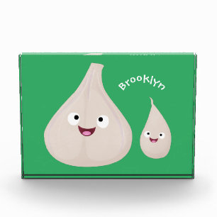 Cute garlic cartoon vegetable illustration photo block