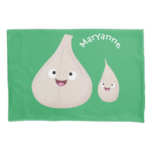 Cute garlic cartoon vegetable illustration pillowcase