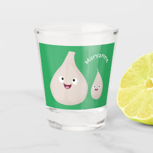 Cute garlic cartoon vegetable illustration shot glass