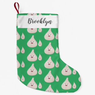 Cute garlic cartoon vegetable illustration  small christmas stocking