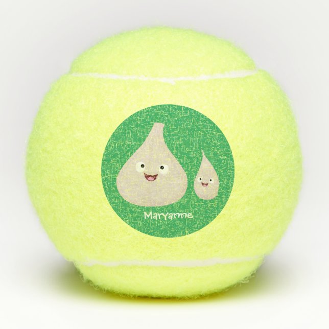 Cute garlic cartoon vegetable illustration tennis balls (Front)