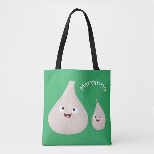 Cute garlic cartoon vegetable illustration tote bag (Front)