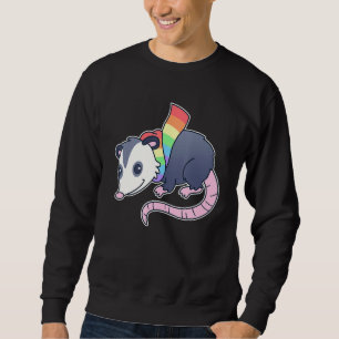 Cute Gay Possum With Lgbtq Rainbow Pride Scarf  Op Sweatshirt