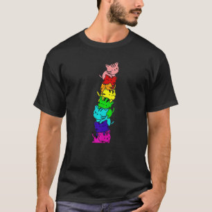 Cute Gay Pride Lgbt Cat Pile Lgbt Flag Support T-Shirt