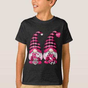 Cute Gay Valentines Day Gnomes For Him Pink Buffal T-Shirt