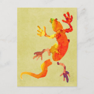 Cute gecko lizard reptile art postcard
