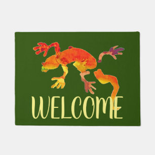Cute gecko lizard welcome mat