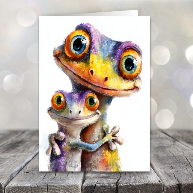 Cute Geckos Father's Day Holiday Card (Creator Uploaded)
