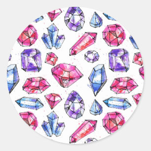 Cute Gem Pattern Classic Round Sticker