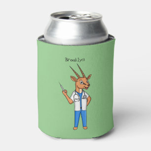 Cute Gemsbok antelope doctor cartoon Can Cooler