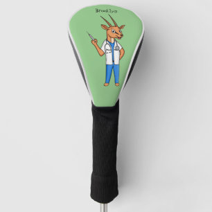 Cute Gemsbok antelope doctor cartoon Golf Head Cover