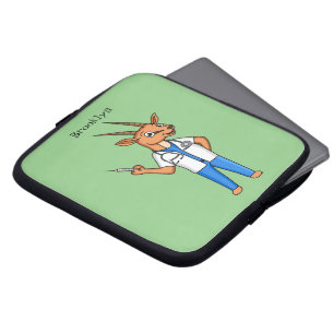 Cute Gemsbok antelope doctor cartoon Laptop Sleeve
