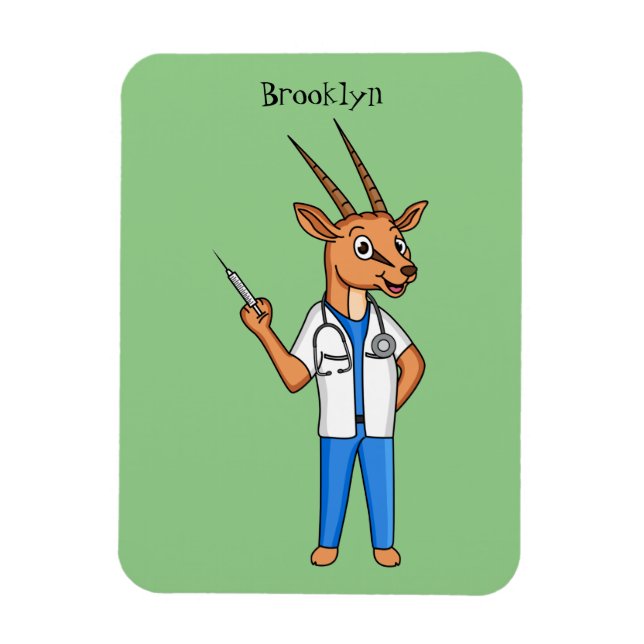 Cute Gemsbok antelope doctor cartoon Magnet (Vertical)