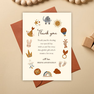 Cute Gender Neutral Boho Baby Shower Thank You Card