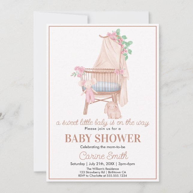 Cute Gender Neutral Boho Greenery Baby Shower  Invitation (Front)