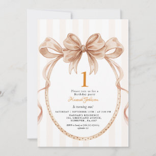 Cute Gender Neutral Coquette 1st Birthday Party Invitation