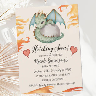 Cute Gender Neutral Dragon Egg Baby Shower Invitation