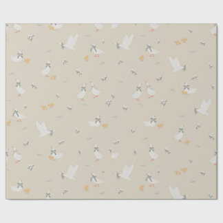 Cute Gender Neutral Goose Family Wrapping Paper 