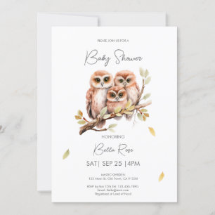 Cute Gender Neutral Owl Baby Shower Invitation
