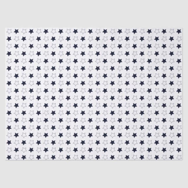 Cute Gender Neutral Pattern White & Black Star Tissue Paper (Front)