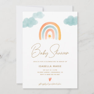 Cute Gender Neutral Rainbow Baby Shower Invitation