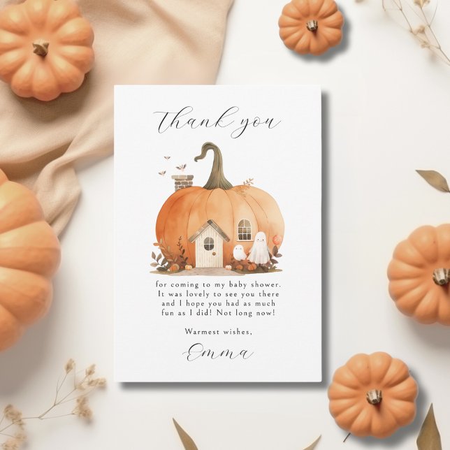 Cute Gender Neutral Script Halloween Baby Shower Thank You Card (Creator Uploaded)