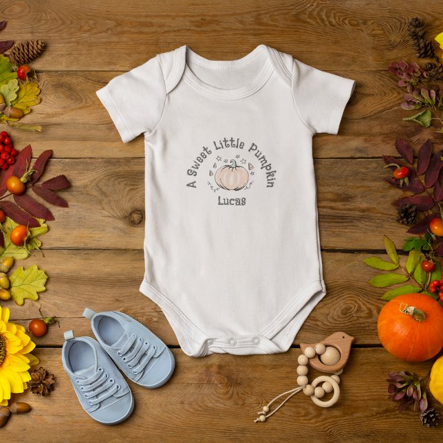 Cute Gender Neutral Sweet Little Pumpkin Baby Bodysuit (Cute Gender Neutral Autumn Pumpkin Baby Bodysuit for Thanksgiving, Halloween, Fall Baby Shower, etc.)