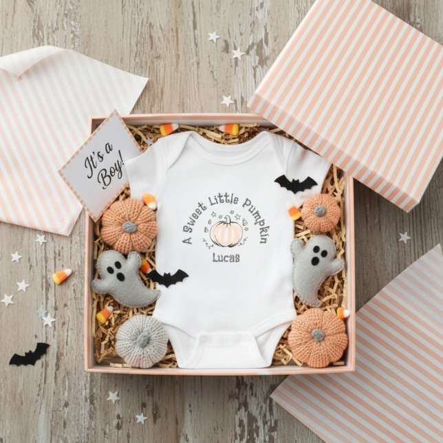Cute Gender Neutral Sweet Little Pumpkin Baby Bodysuit (Cute Little Pumpkin Halloween Baby Shower Gift for Mother to Be. Gender Neutral Watercolor Pumpkin)