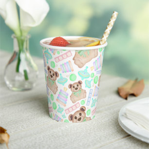 Cute Gender Neutral Teddy Bear Baby Paper Cups
