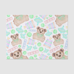 Cute Gender Neutral Teddy Bear Baby Tissue Paper