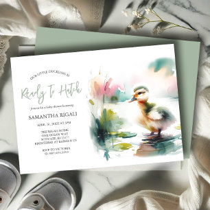 Cute Gender Neutral Watercolor Duck Baby Shower Invitation