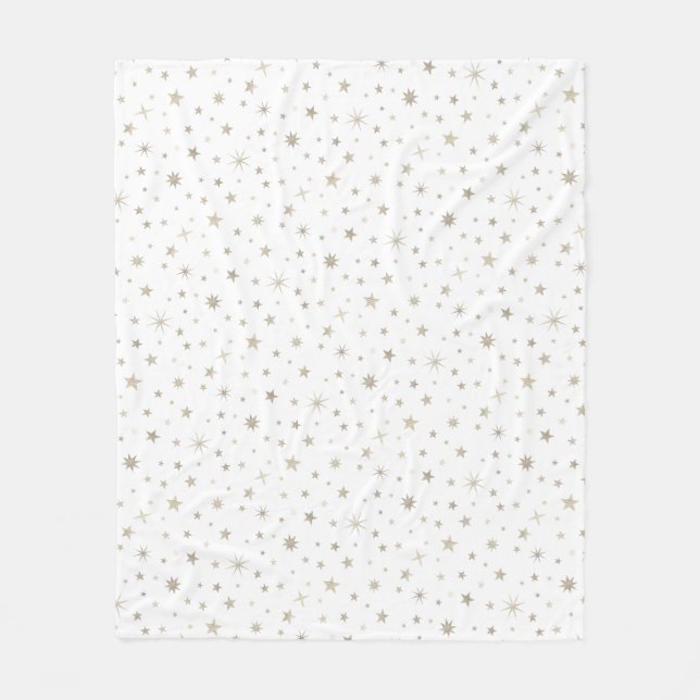      Cute Gender Neutral White Silver Star Elegant Fleece Blanket (Front)