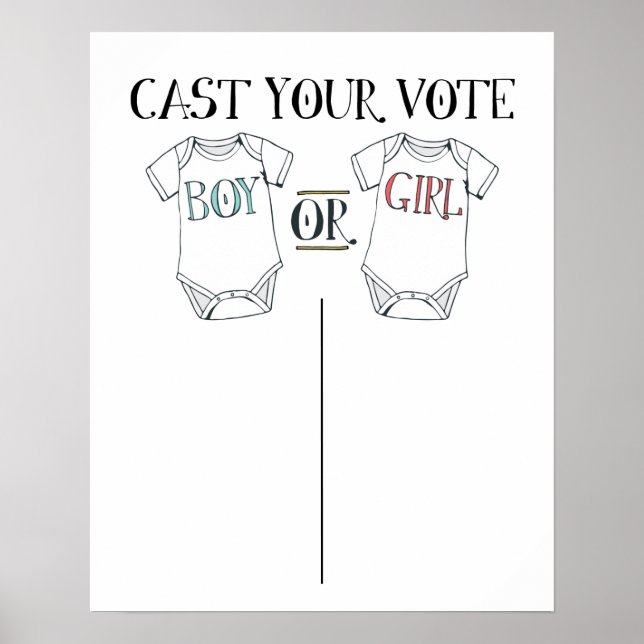 Cute Gender Reveal Baby Voting Poster (Front)