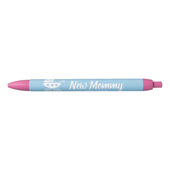 Cute gender reveal boy or girl's baby shower party blue ink pen (Front)