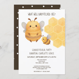 Cute Gender Reveal What Will Baby Bee Baby Shower Invitation