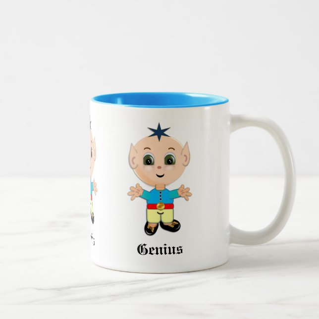 Cute Genius Elf & Calligraphy Two-Tone Coffee Mug (Right)