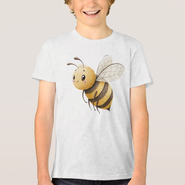 Cute Gentle Bumblebee Illustration Tri-Blend Shirt (Front)