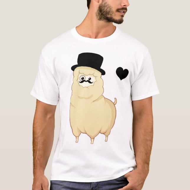 Cute Gentleman Alpaca T-Shirt (Front)