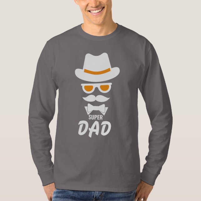Cute Gentleman Face with Moustaches, Hat, sunglass T-Shirt (Front)