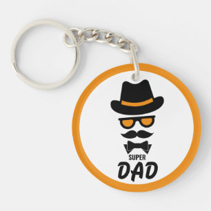 Cute Gentleman Face With Mustaches, Hat, sunglass  Key Ring